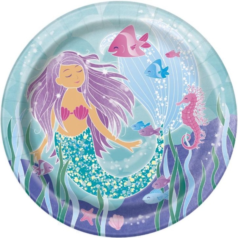 Blue Mermaid Party Plates Pack of 8