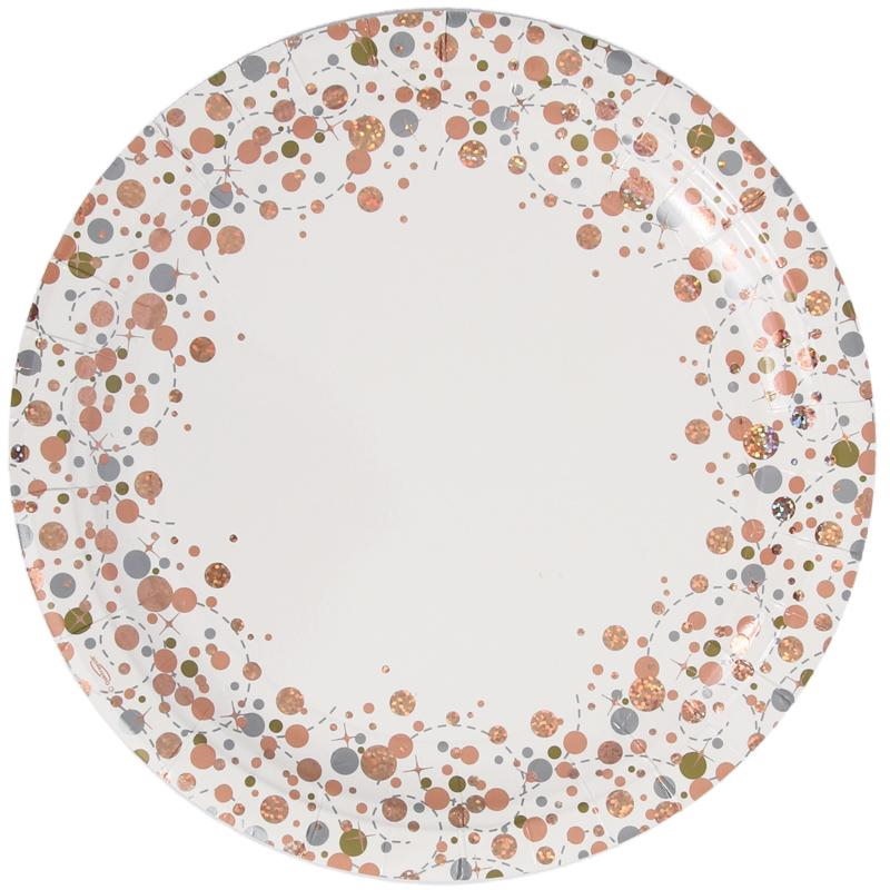 Confetti Rose Gold Party Plates Pack of 8