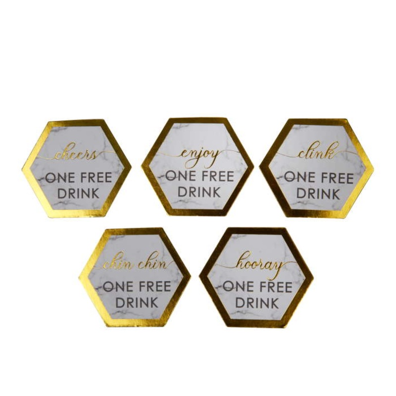 Grey Marble Wedding Drinks Tokens Pack of 25