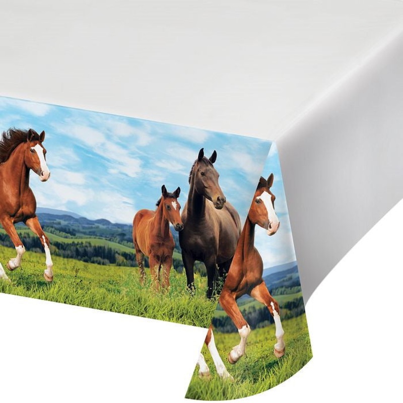 Horse Party Tablecloth: Plastic Party Tablecover 137 x 259cm