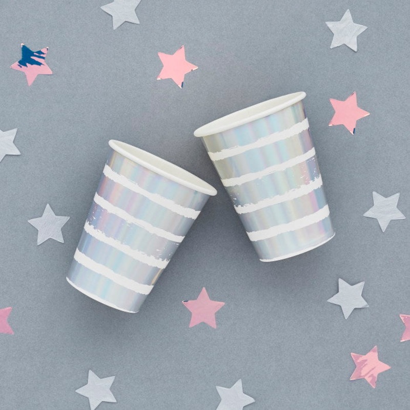 Iridescent Striped Paper Cups Pack of 10