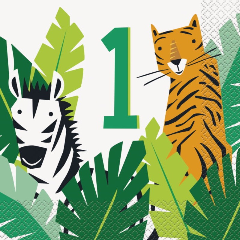 Jungle Animals 1st Birthday Napkins Pack of 16
