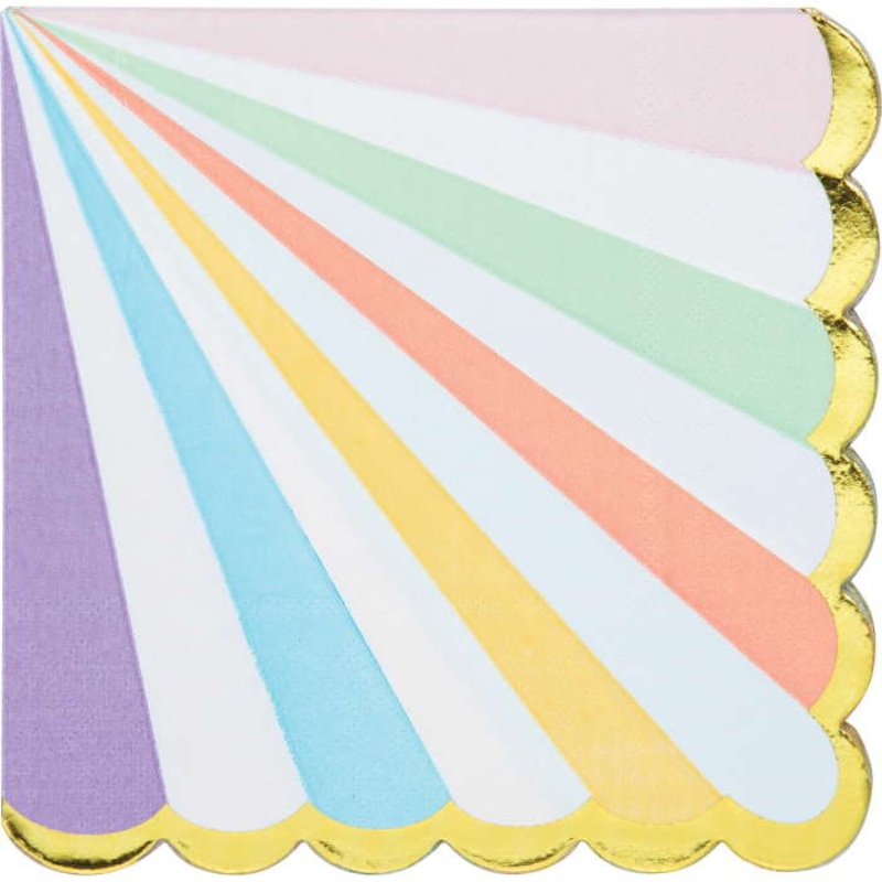 Pastel Napkins Striped Pack of 16 Serviettes