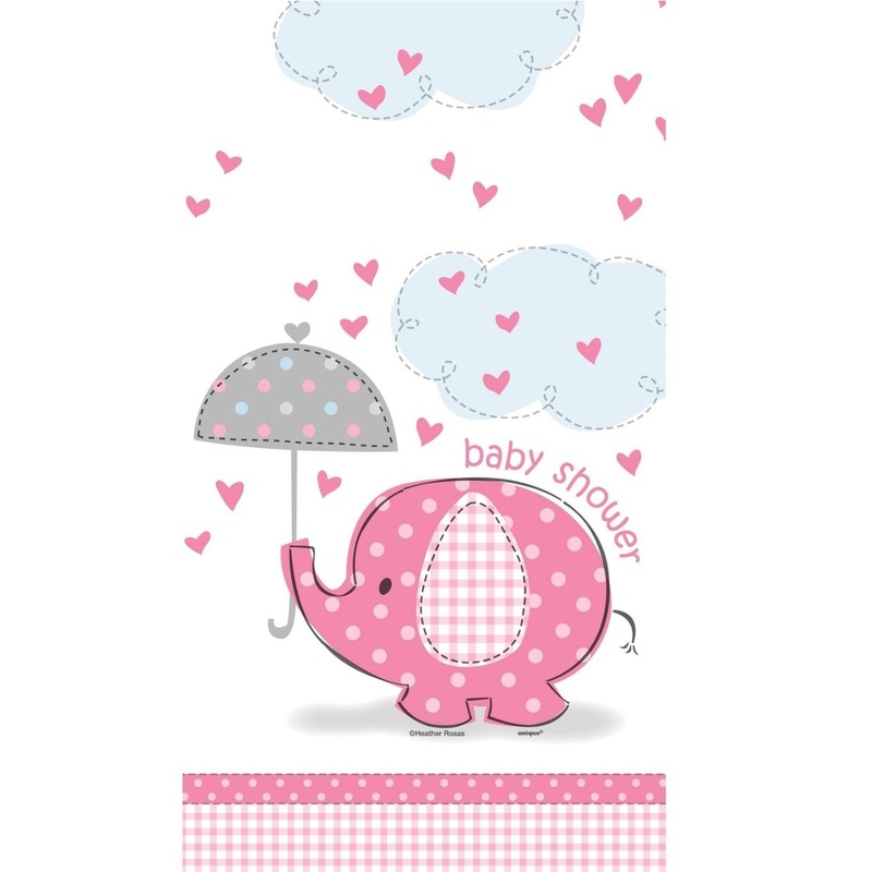 Pink Elephant Baby Shower Tablecloth 138 x 213cm