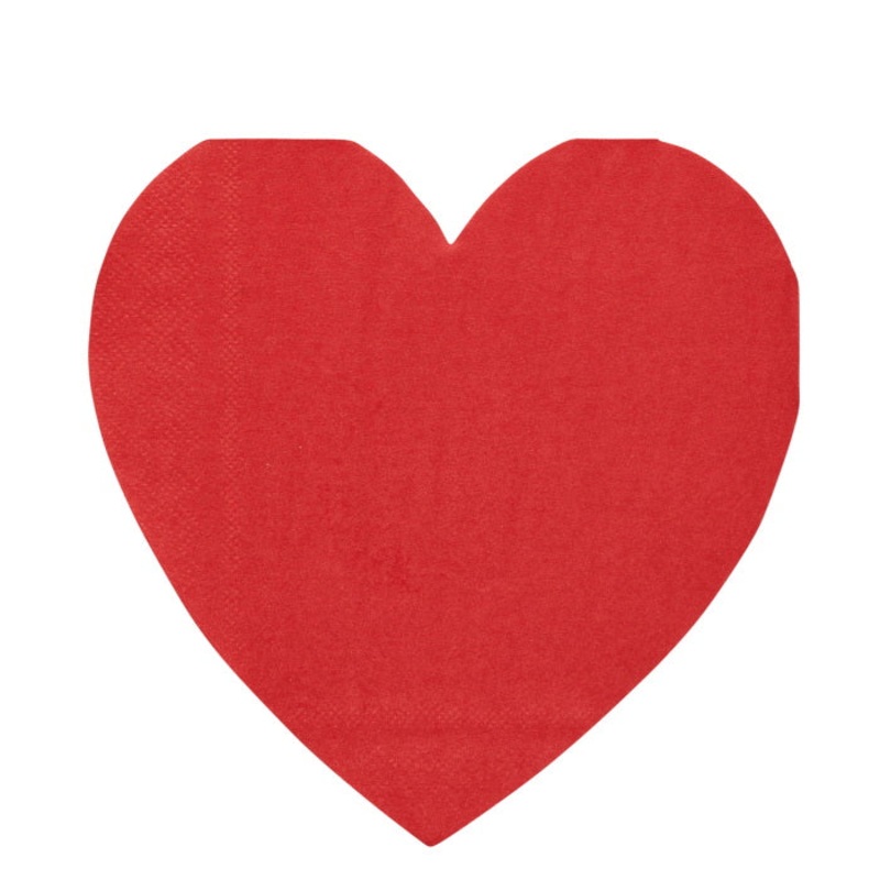 Red Heart Shaped Paper Napkins 16 Pack