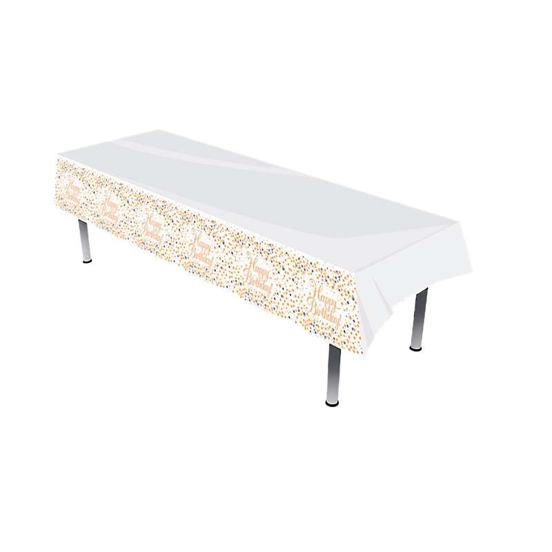 Rose Gold Plastic Birthday Tablecloth 137 x 259cm