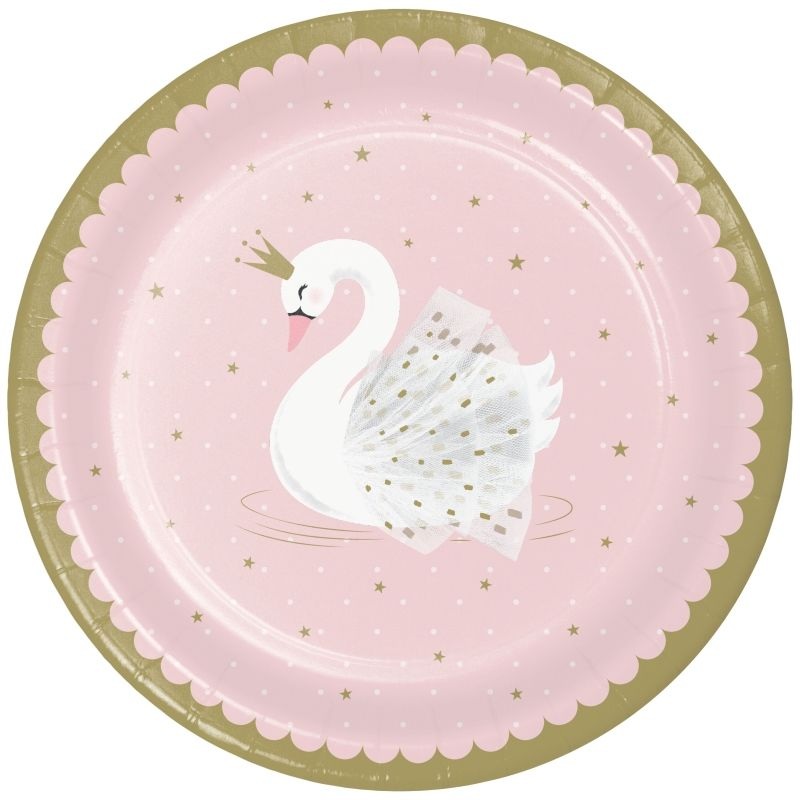 Stylish Swan 23cm Party Paper Plates Pack of 8