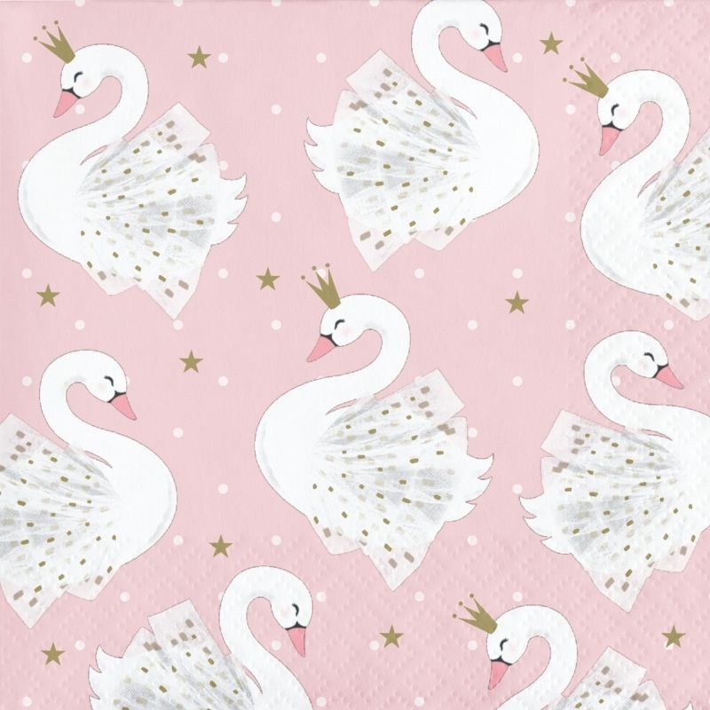 Stylish Swan Party Beverage Napkins Pack of 16 Serviettes