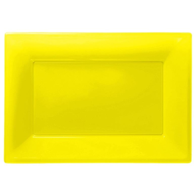 Sunflower Yellow Plastic Party Serving Platter Plates Pack of 3