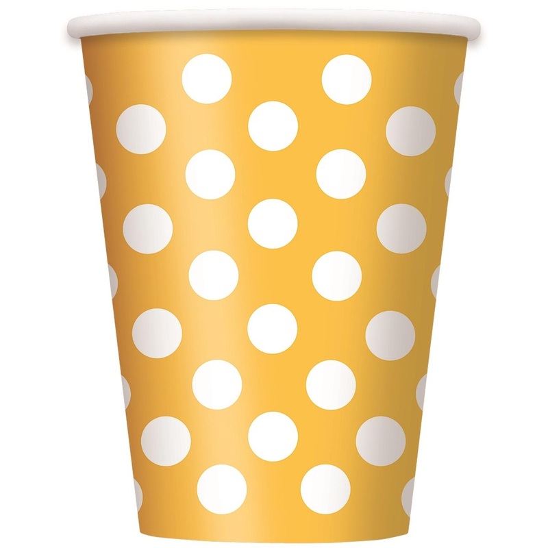 Yellow Polka Dot Paper Cups Pack of 6