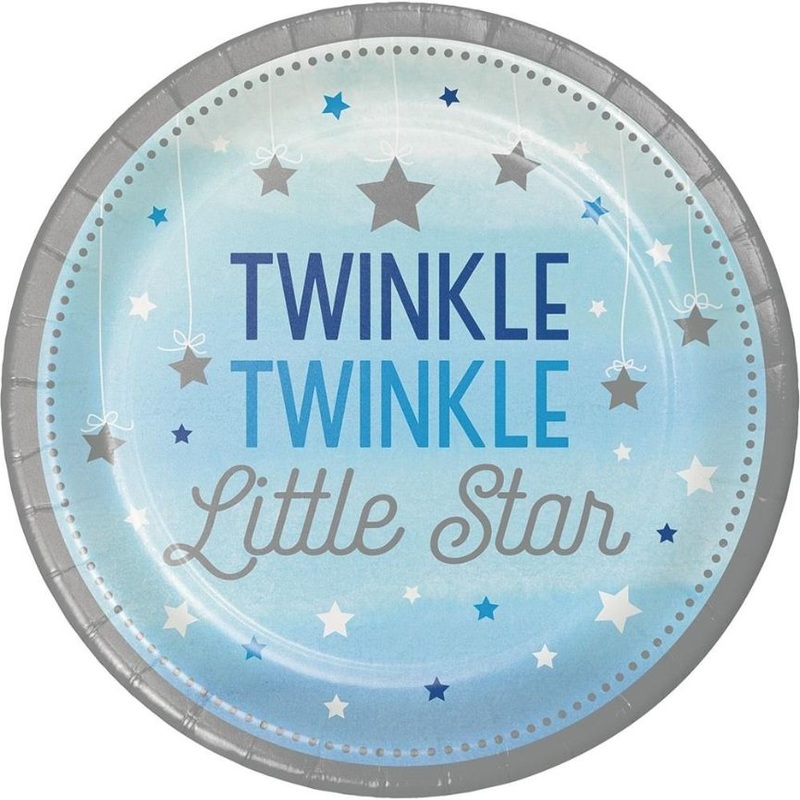 Blue Twinkle Twinkle Little Star Plates Pack of 8