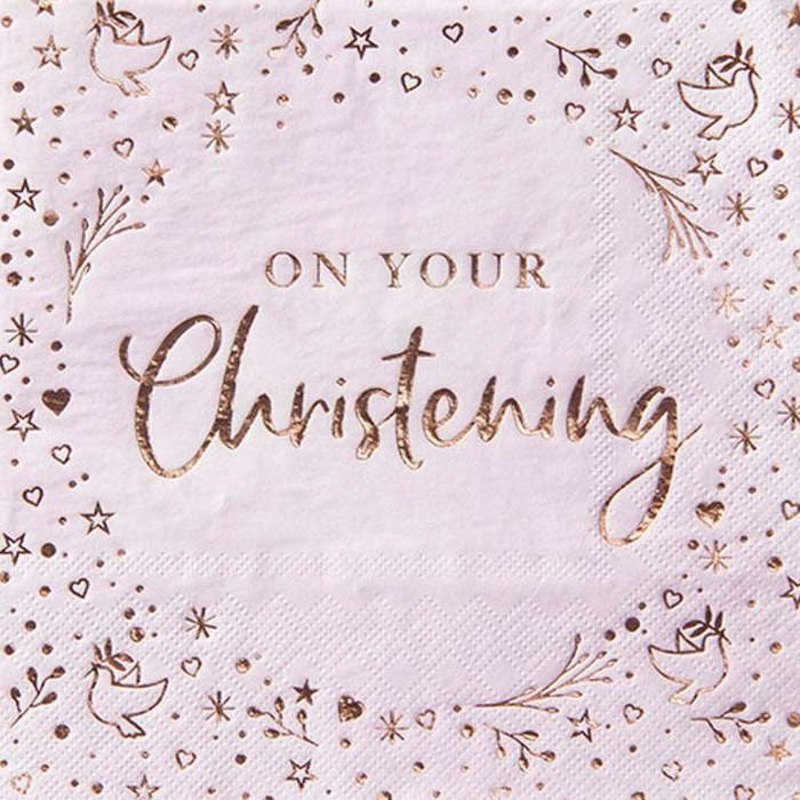 Blush Pink Christening Napkins Pack of 16