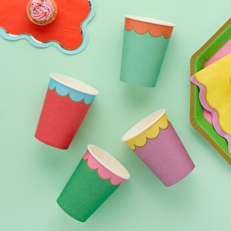 Brights Colour Paper Cups Pack of 8