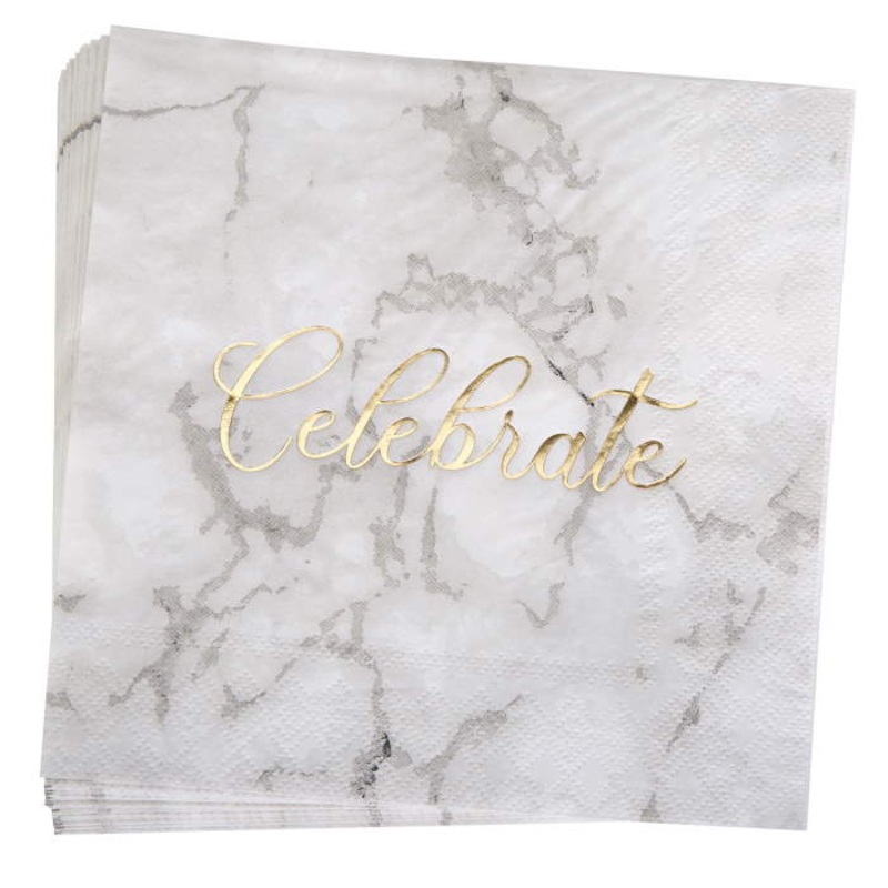 Celebrate Grey Marble Napkins Serviettes Pack of 16