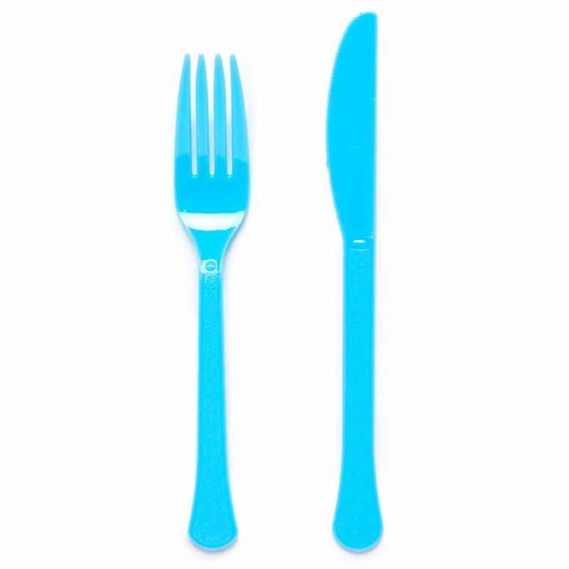 Forget Me Not Blue Plastic Cutlery Pack of 24