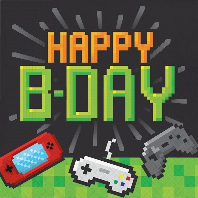 Gaming Napkins Happy Birthday Pack of 16