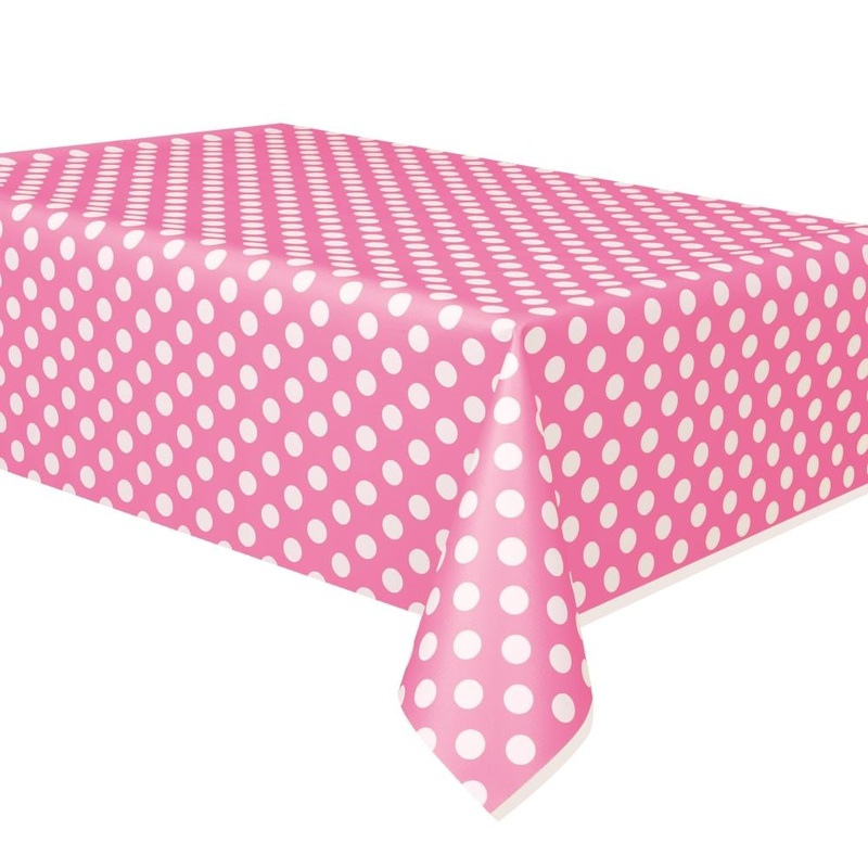 Hot Pink Tablecloth - Polka Dot 138 x 274cm
