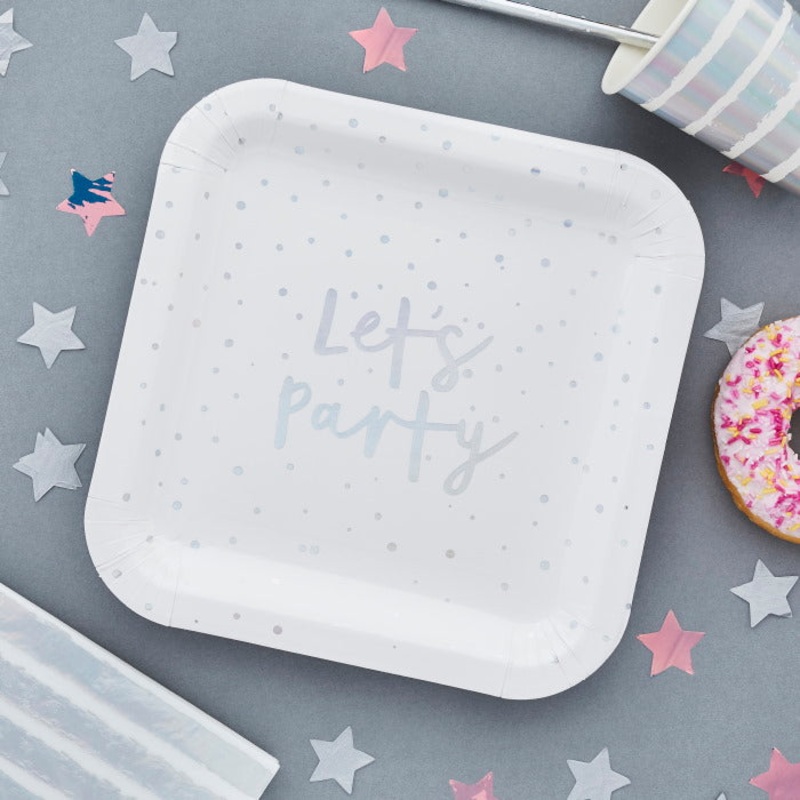Iridescent Lets Party Paper Plates Pack of 8