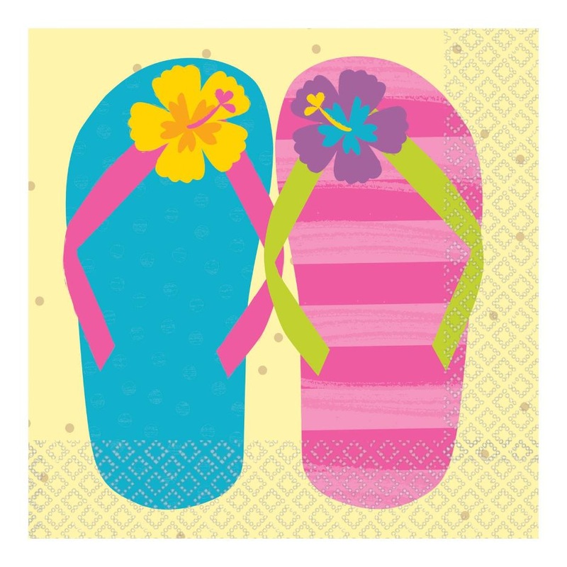 Just Chillin Flip Flop Party 33cm Napkins Pack of 16 Serviettes