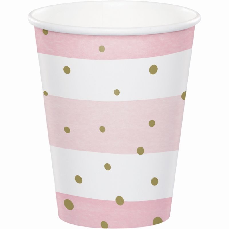 Pink and Gold Paper Cups Pack of 8