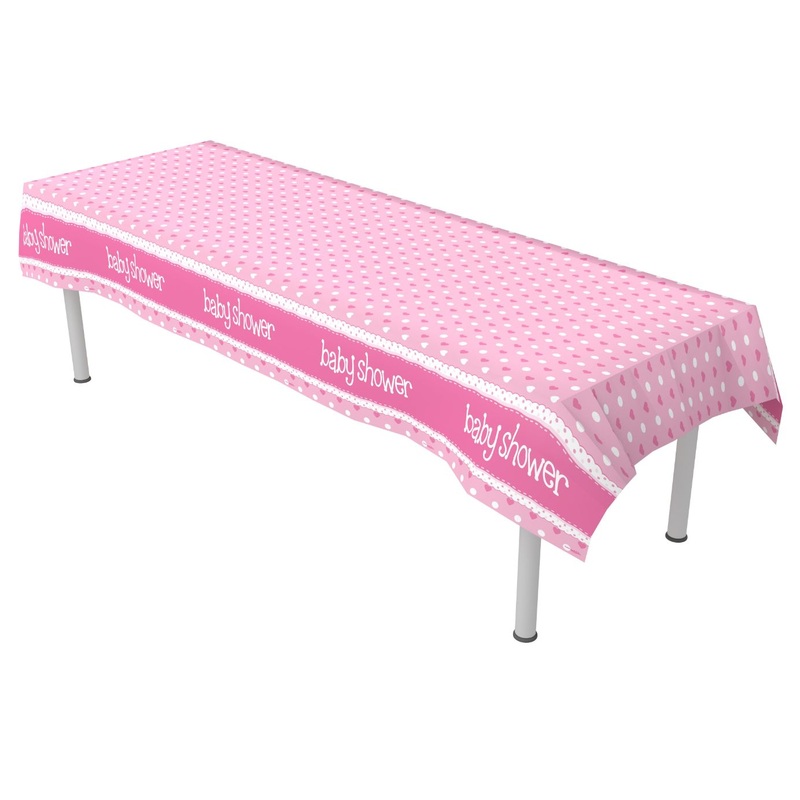 Pink Baby Shower Plastic Tablecloth 137 x 260cm