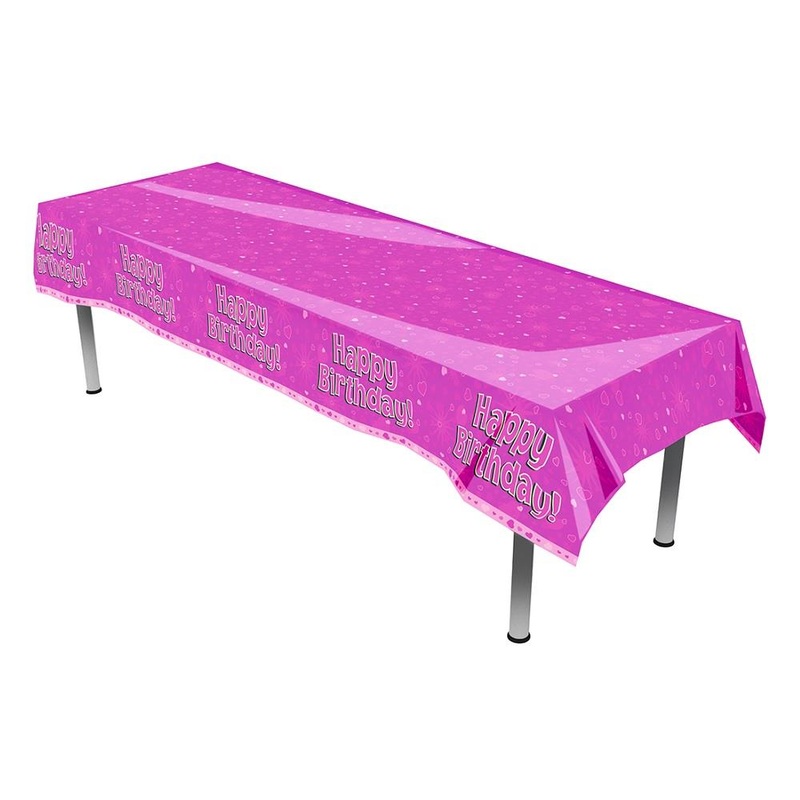 Pink Heart Happy Birthday Party Tablecover Tablecloth