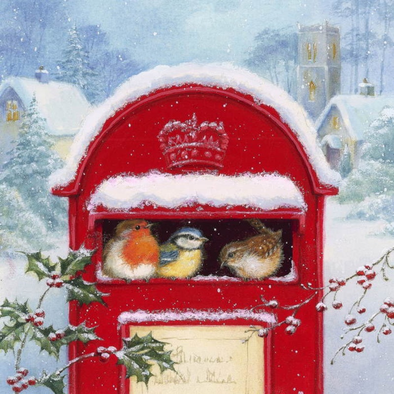 Postbox Christmas Party Napkins Pack of 20 Serviettes