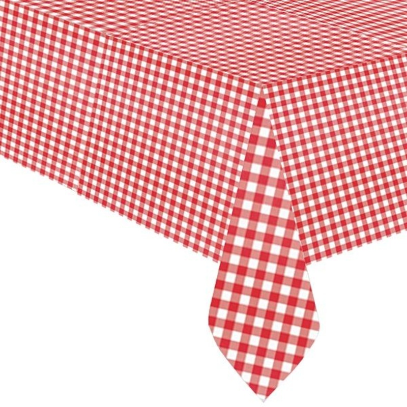 Red Gingham Tablecloth: Plastic Party Tablecover 137 x 260cm