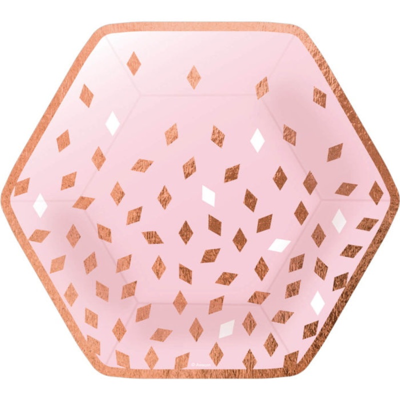 Rose Gold Blush Paper Plates Pack of 8