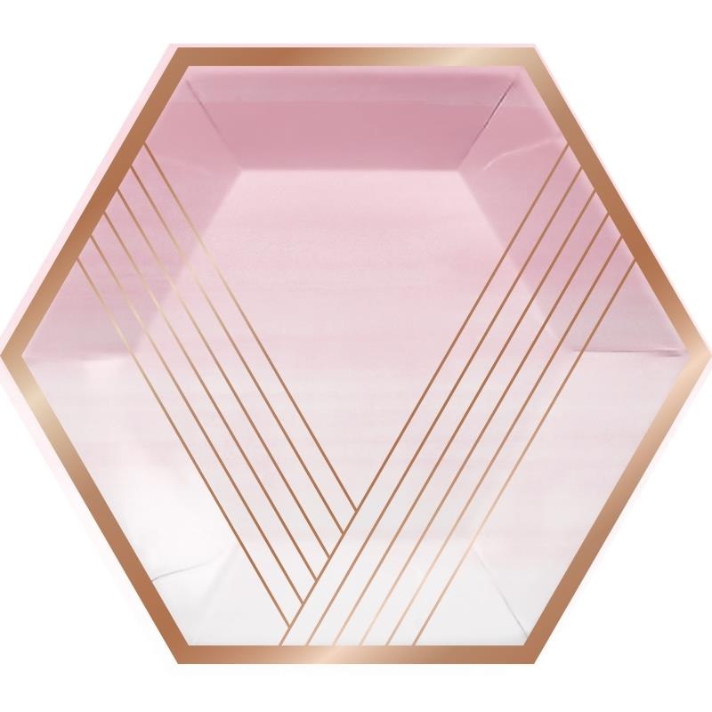 Rose Gold & Blush Pink Plates Pack of 8