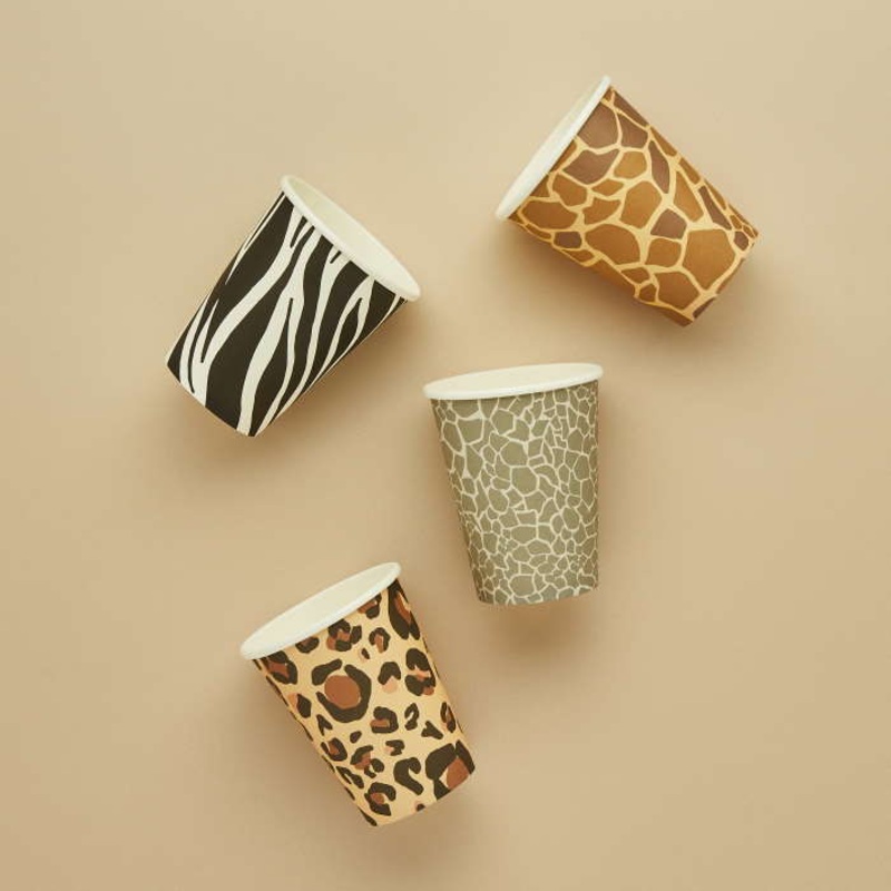 Safari Animal Paper Cups Assorted Designs Pack of 8