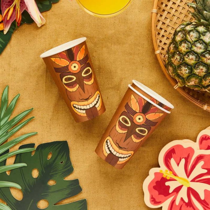 Tropical Tiki Paper Party Cups 8 Pack