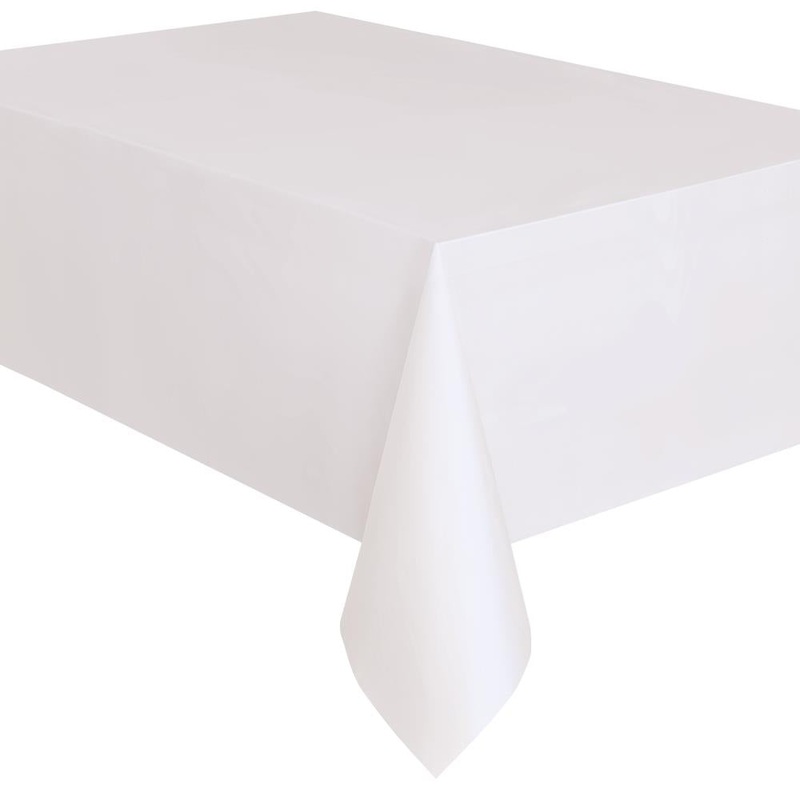 White Plastic Tablecloth: Party Tablecover 138 x 274cm