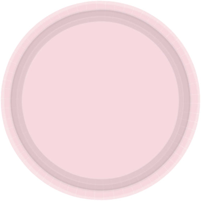 17cm Round Lunch Paper Plate - Pastel Pink 20pk