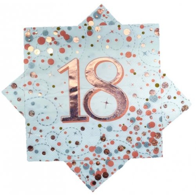 18th Birthday Sparkling Fizz Rose Gold Lunch Napkin