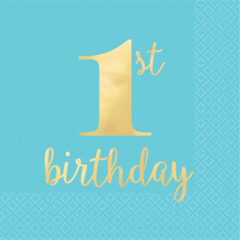 1st Birthday Blue Lunch Napkins