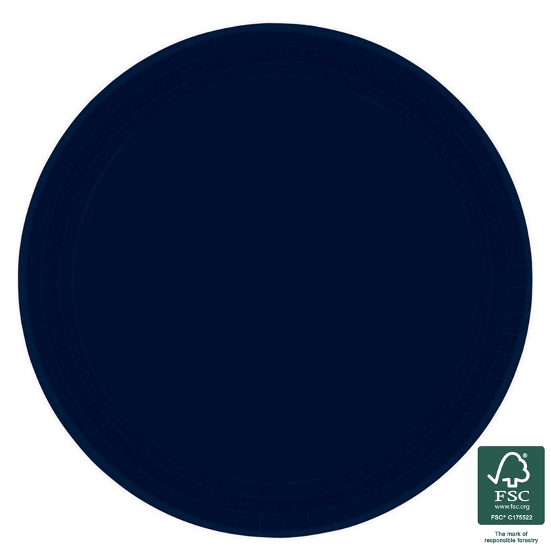 23cm Round Dinner Paper Plates - Jet Black 20pk