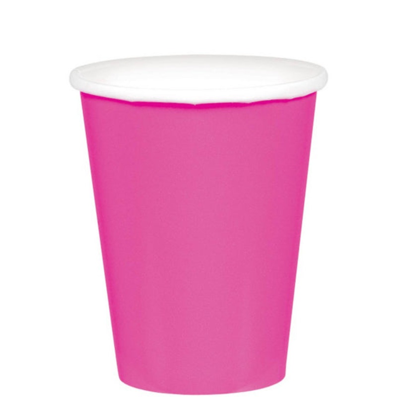 266ml Cups Paper 20 Pack - Bright Pink