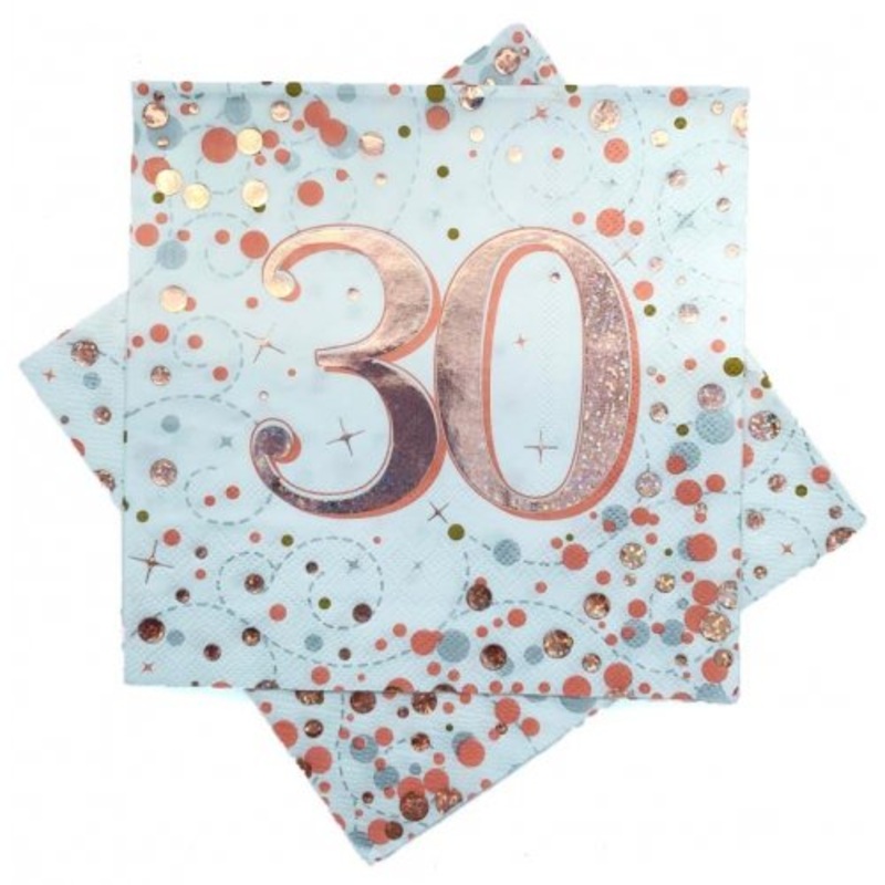 30th Birthday Sparkling Fizz Rose Gold Lunch Napkin