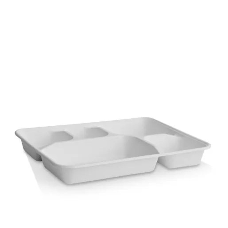 5 Deep Compartments Sugarcane Tray Plate 50pk