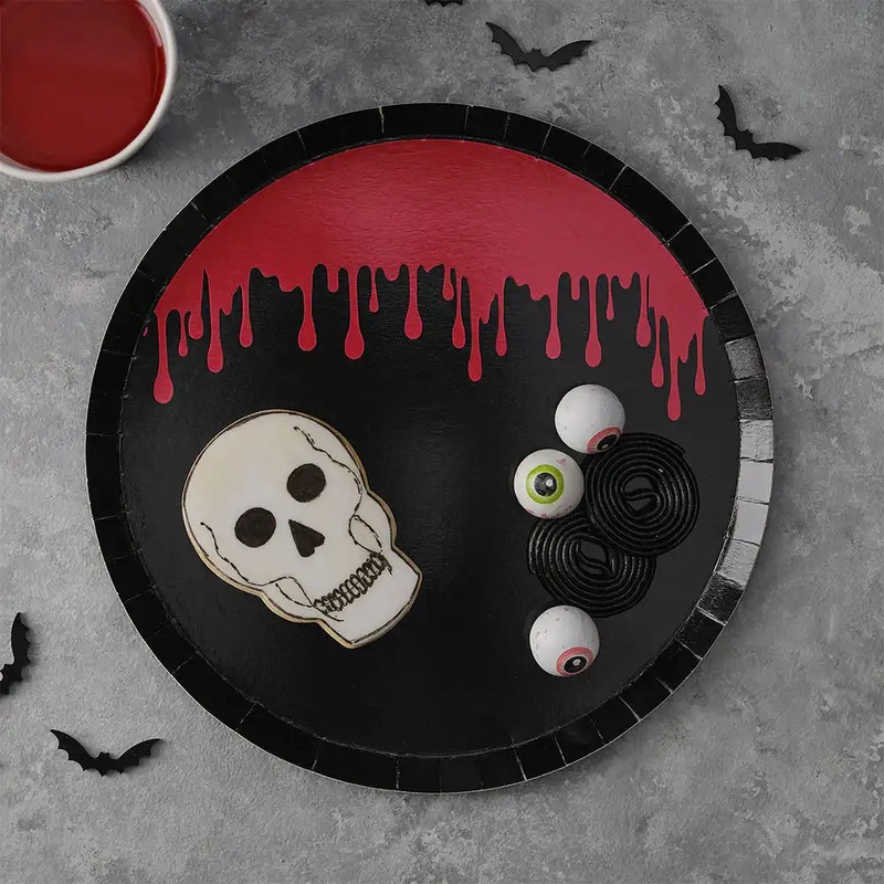 Blood Drip Foiled Paper Halloween Plates (x8)