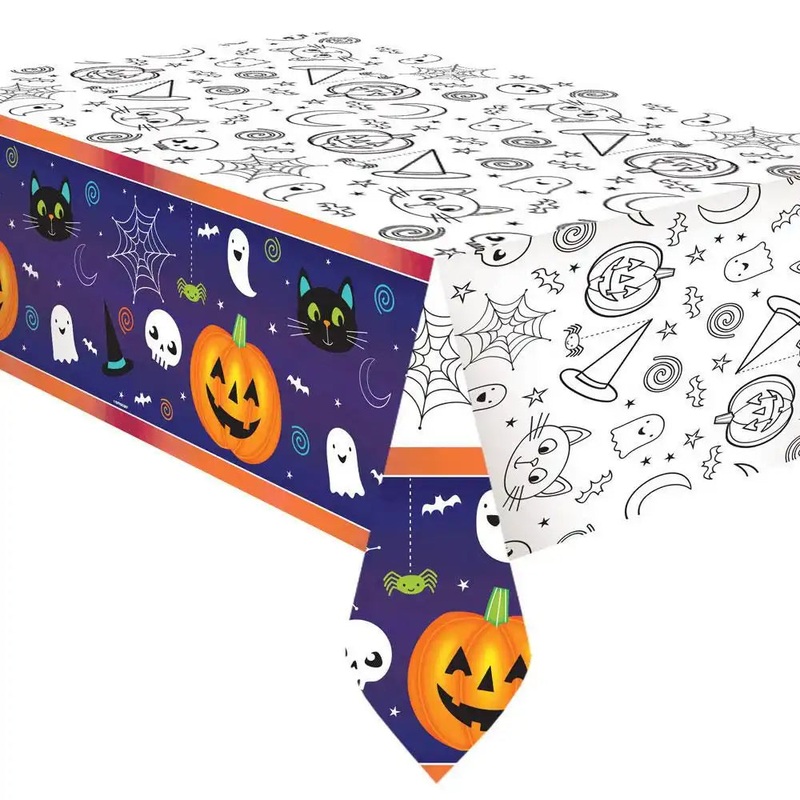 Cat & Pumpkin Paper Colouring in Table Cover