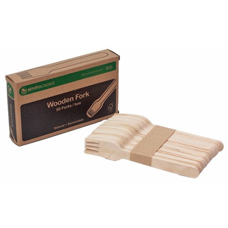 Cutlery Fork Wooden FSC Certified 165mm 50 Pack