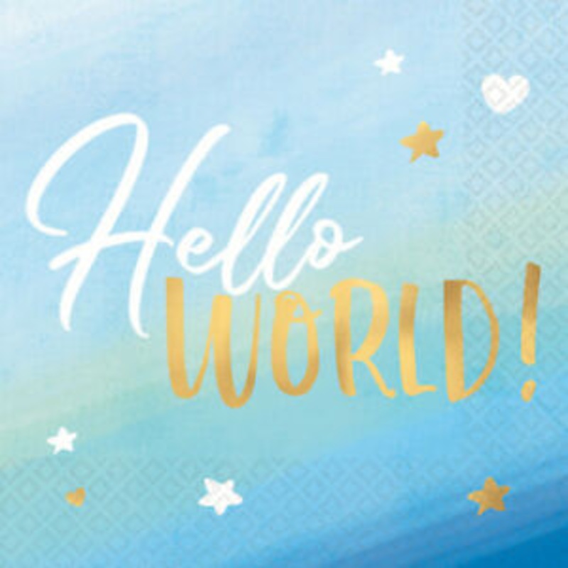 Hello World Blue Napkins