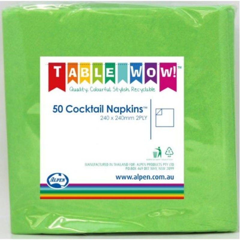Lime Cocktail Napkin 25x25cm - 50pk