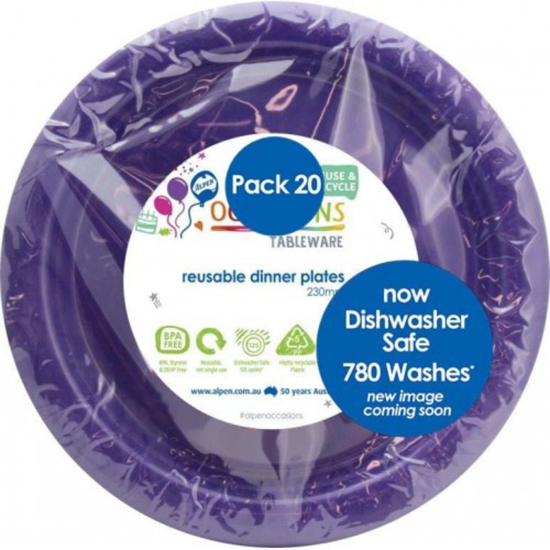 Reusable Dinner Plates Pack 20 - Purple
