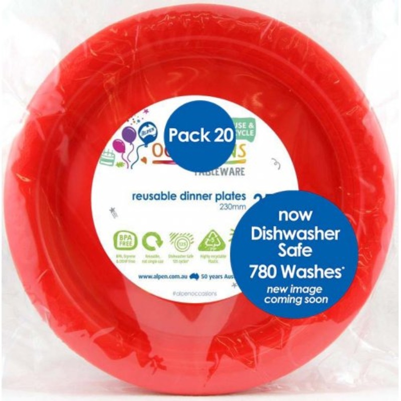 Reusable Dinner Plates Pack 20 - Red