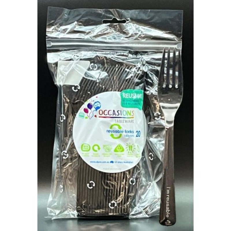 Reusable Forks Pack 20 - Black