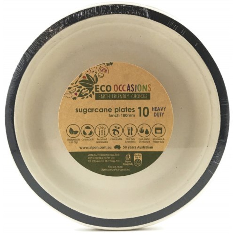 Sugarcane Lunch Plates 180mm Black P10