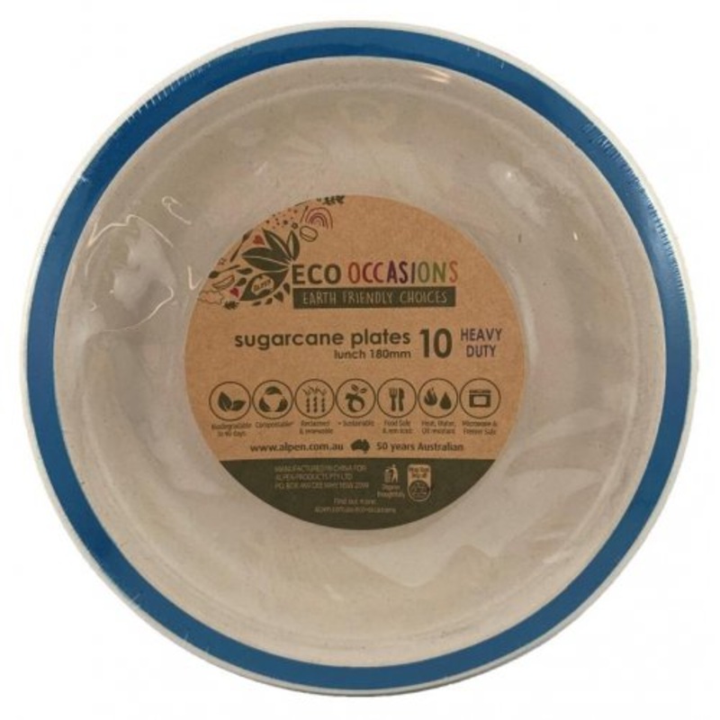 Sugarcane Lunch Plates 180mm Royal Blue 10 pack